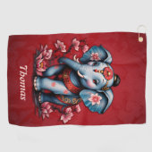 Majestic Elefant im traditionellen japanischen Sti Golfhandtuch (Horizontal)