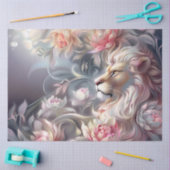 Majestic Elegant Floral Lion Head Decoupage Seidenpapier (Basteln)