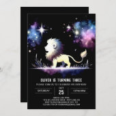 Majestic Elegant Lion Birthday Einladung (Vorne/Hinten)