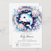 Majestic Elegante Dolphin Baby Dusche Einladung (Vorne/Hinten)