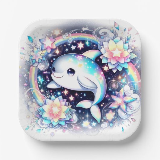 Majestic Elegante Dolphin Baby Dusche Pappteller (Vorderseite)