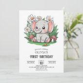 Majestic Elephant 1. Geburtstag digital Einladung (Stehend Vorderseite)