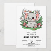 Majestic Elephant 1. Geburtstag digital Einladung (Vorne/Hinten)
