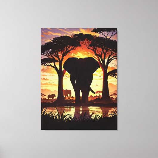 Majestic Elephant at Sunset in the African Savanna Leinwanddruck (Vorderseite)