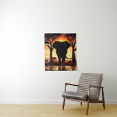 Majestic Elephant at Sunset in the African Savanna Wandteppich (Beispiel)