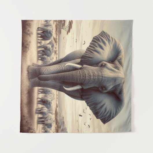 Majestic Elephant Herde Wandteppich (Vorderseite (Horizontal))