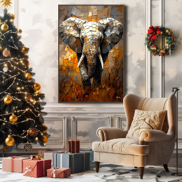 Majestic Elephant in Dynamic Impasto Art Leinwanddruck