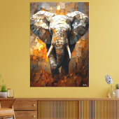 Majestic Elephant in Dynamic Impasto Art Leinwanddruck (Insitu (Wohnzimmer))