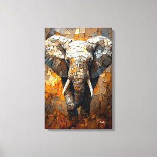 Majestic Elephant in Dynamic Impasto Art Leinwanddruck