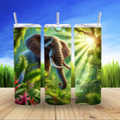 Majestic Elephant in Sunlit Dschungel Thermosbecher