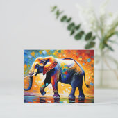 Majestic Elephant in Vibrant Hues Postkarte (Stehend Vorderseite)