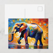 Majestic Elephant in Vibrant Hues Postkarte (Vorne/Hinten)
