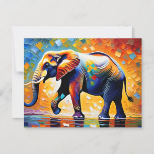 Majestic Elephant in Vibrant Hues Postkarte