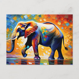 Majestic Elephant in Vibrant Hues Postkarte