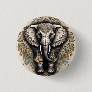 Majestic Elephant Mandala Button