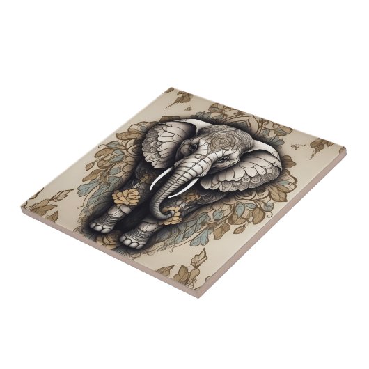 Majestic Elephant Mandala Fliese (Seite)