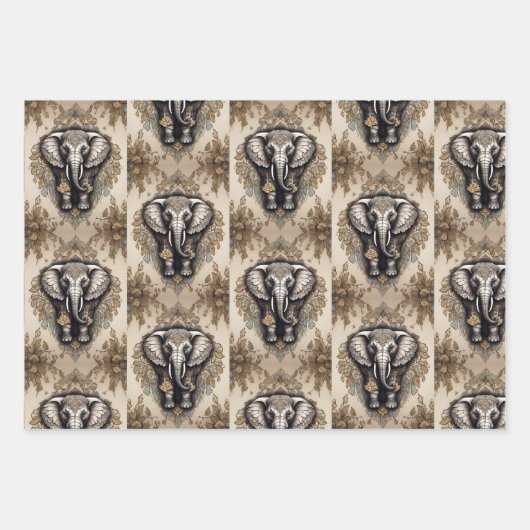 Majestic Elephant Mandala Geschenkpapier Set (Vorderseite 3)