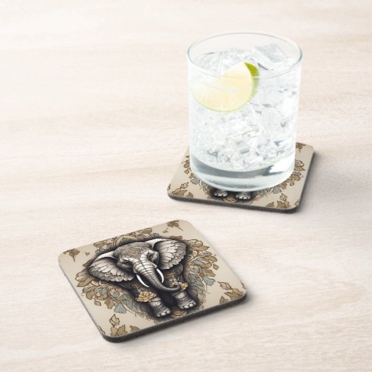 Majestic Elephant Mandala Getränkeuntersetzer (Rechte Seite)