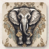 Majestic Elephant Mandala Getränkeuntersetzer (Vorderseite)