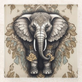 Majestic Elephant Mandala Glasuntersetzer (Vorderseite)