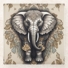 Majestic Elephant Mandala Glasuntersetzer