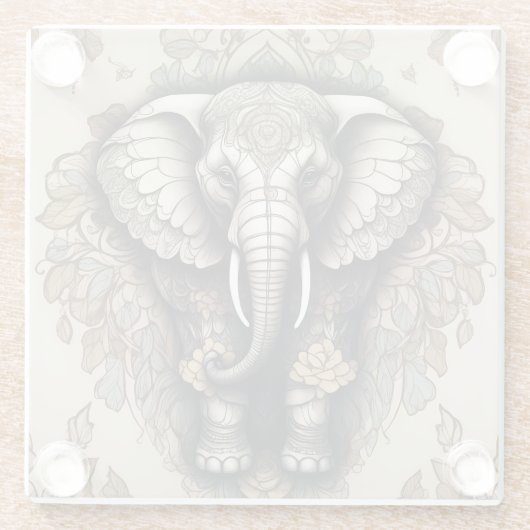 Majestic Elephant Mandala Glasuntersetzer (Rückseite)