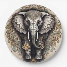 Majestic Elephant Mandala Pappteller