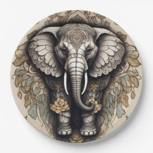 Majestic Elephant Mandala Pappteller