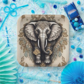 Majestic Elephant Mandala Pappteller (Party)