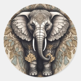 Majestic Elephant Mandala Runder Aufkleber