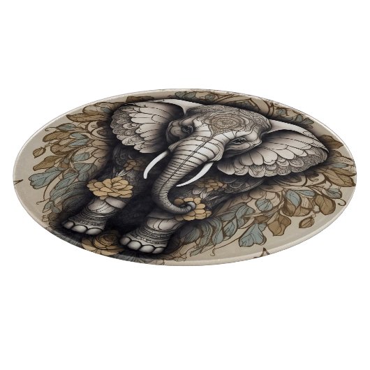 Majestic Elephant Mandala Schneidebrett (Ecke)