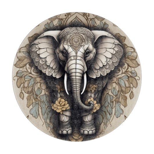 Majestic Elephant Mandala Schneidebrett (Vorderseite)