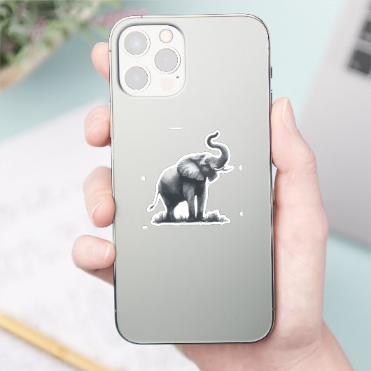 Majestic Elephant mit Raised Trunk Aufkleber (Telefon)