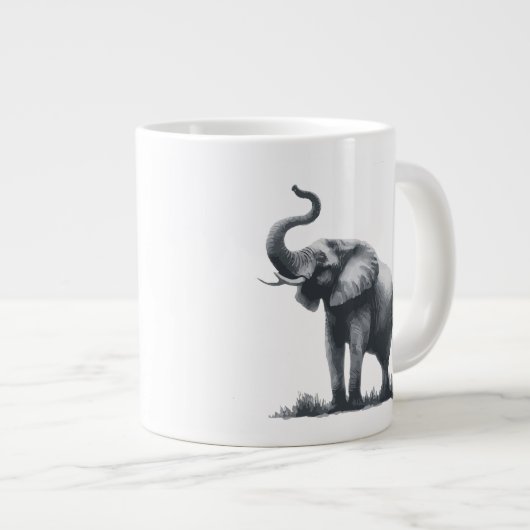 Majestic Elephant mit Raised Trunk Jumbo-Tasse (Vorderseite Rechts)