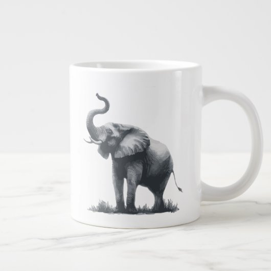 Majestic Elephant mit Raised Trunk Jumbo-Tasse (Rechts)