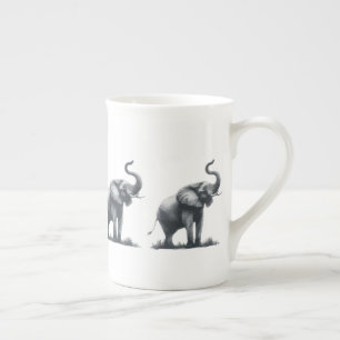 Majestic Elephant mit Raised Trunk Porzellantasse