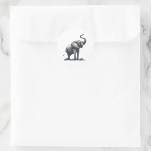 Majestic Elephant mit Raised Trunk Runder Aufkleber (Tasche)