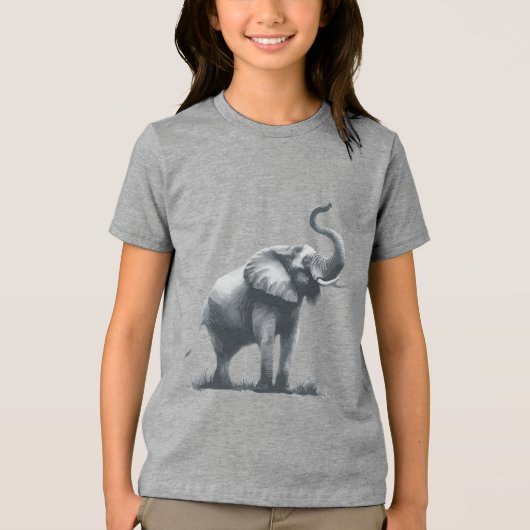 Majestic Elephant mit Raised Trunk Tri-Blend Shirt (Vorderseite)
