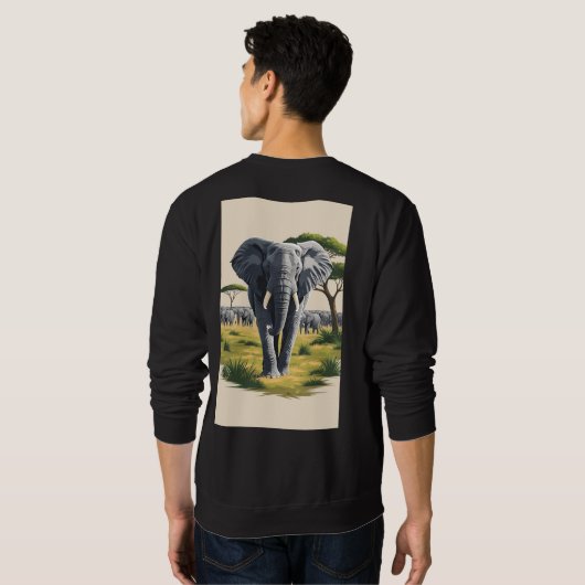 Majestic Elephant Savanna Sweatshirt (Schwarz voll)