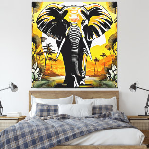 Majestic Elephant Sunset Leinwanddruck