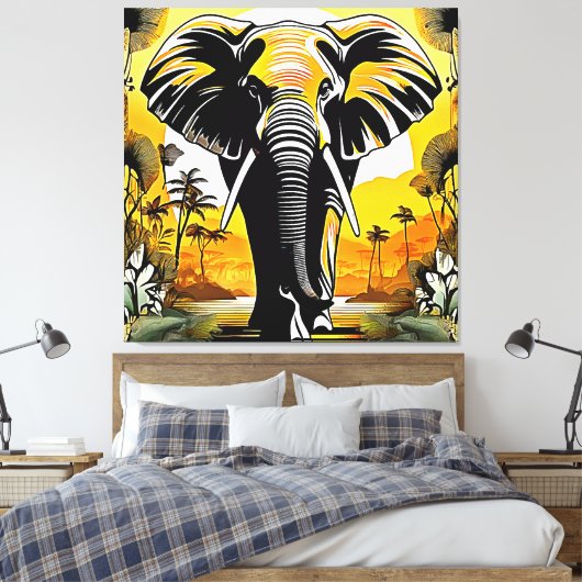 Majestic Elephant Sunset Leinwanddruck (Insitu (Schlafzimmer))