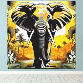Majestic Elephant Sunset Leinwanddruck (Insitu (Holzboden))