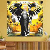 Majestic Elephant Sunset Leinwanddruck (Insitu (Wohnzimmer))