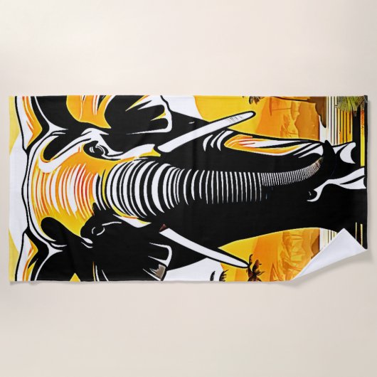 Majestic Elephant Sunset Strandtuch (Vorderseite)