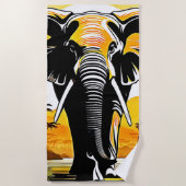 Majestic Elephant Sunset Strandtuch (Vorderseite)
