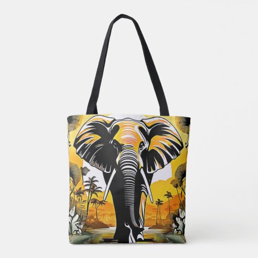Majestic Elephant Sunset Tasche (Rückseite)