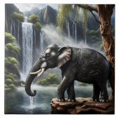 Majestic Elephant von Serene Waterfall bei Morgend Fliese (Vorderseite)