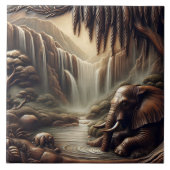 Majestic Elephant von Serene Waterfall in der Dämm Fliese (Vorderseite)