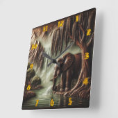 Majestic Elephant von Serene Waterfall in der Dämm Quadratische Wanduhr (Winkel)