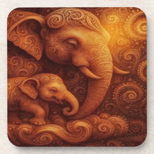 Majestic Elephants Beverage Coaster Getränkeuntersetzer (Vorderseite)